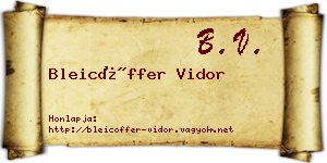 Bleicöffer Vidor névjegykártya